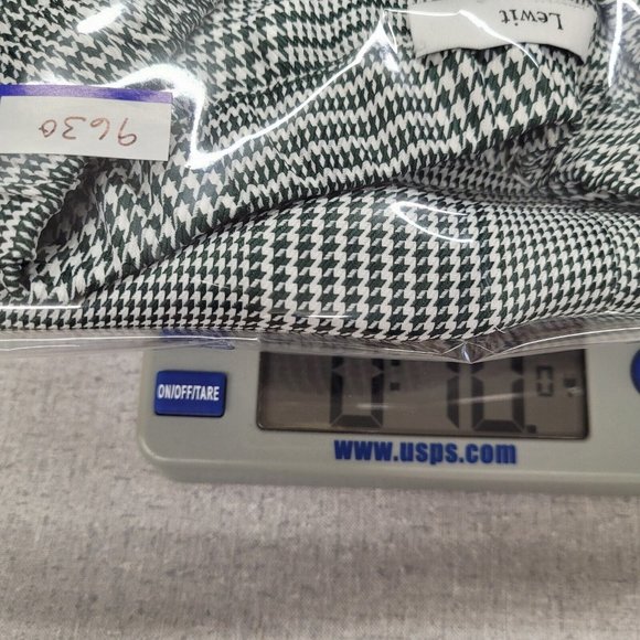 Lewit Posy Rosa Dress Womens 4 Green/White Houndstooth V-Neck Slit Front - Picture 14 of 14